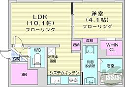 札幌市白石区南郷通14丁目北マンション 1LDKの間取図画像