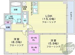 MODENA近代美術館 2LDKの間取図画像