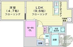 リッツグランデN23 1LDKの間取図画像