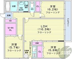 ZABOHILLSYAMAHANA 3LDKの間取図画像