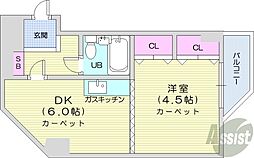 ステージ13 1DKの間取図画像