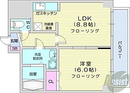 ドーリス札幌 1LDKの間取図画像