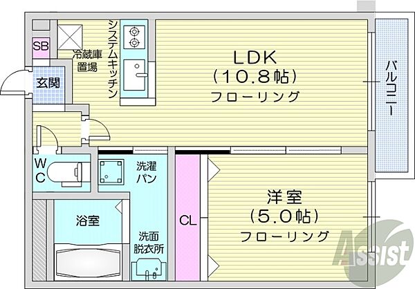 北海道札幌市中央区南十一条西8丁目(賃貸マンション1LDK・4階・36.26㎡)の写真 その2