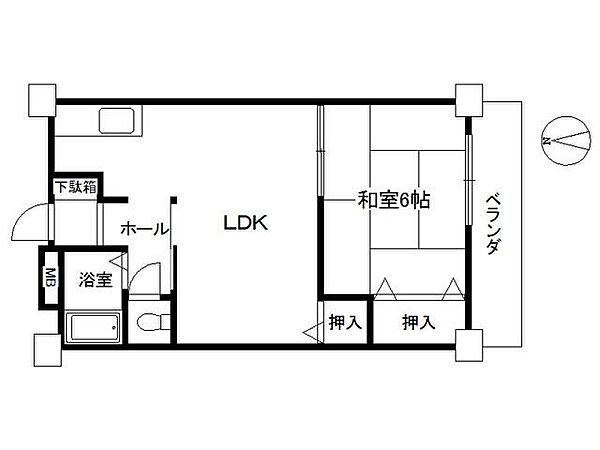 三吉マンション 208｜大阪府茨木市玉櫛１丁目(賃貸マンション1LDK・2階・36.45㎡)の写真 その2