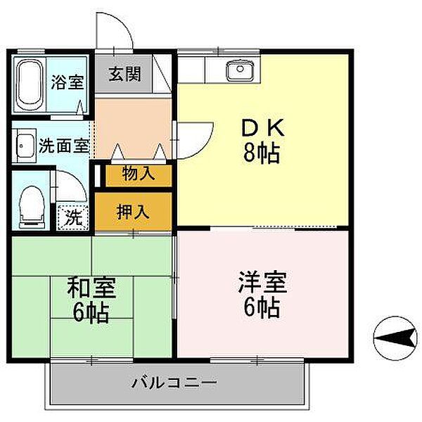 ワイズベルドミール 202｜大阪府高槻市安満西の町(賃貸アパート2DK・2階・42.05㎡)の写真 その2