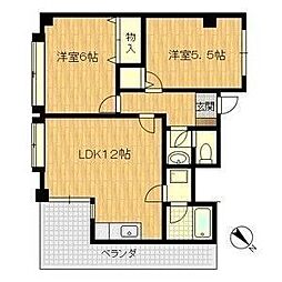 メゾン豊新 6階2LDKの間取り