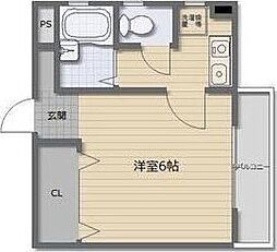 パピネス・オーク 1Kの間取図画像