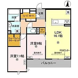 ロンジェヴィータ 2LDKの間取図画像