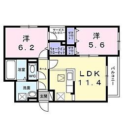 パル茨木 1LDKの間取図画像