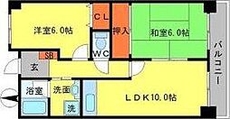 山田マンションビューテラス 2LDKの間取図画像