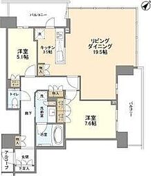 ザ・パークハウス中之島タワー 2LDKの間取図画像