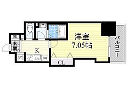 Luxe天神橋 1Kの間取図画像