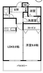 レジデンスKU 1LDKの間取図画像