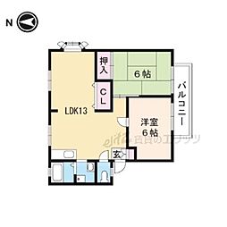 リオ・ラ・ムール2棟 2LDKの間取図画像