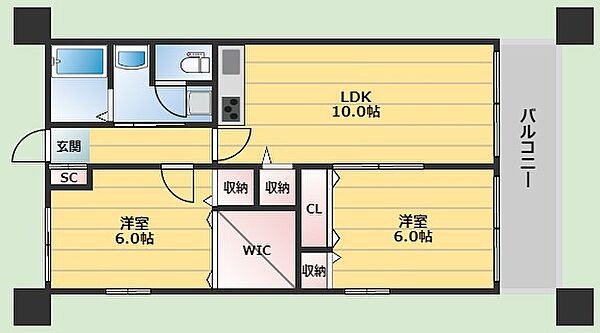 ステップハイツA棟 201｜大阪府豊中市上新田2丁目(賃貸アパート2LDK・2階・54.00㎡)の写真 その2