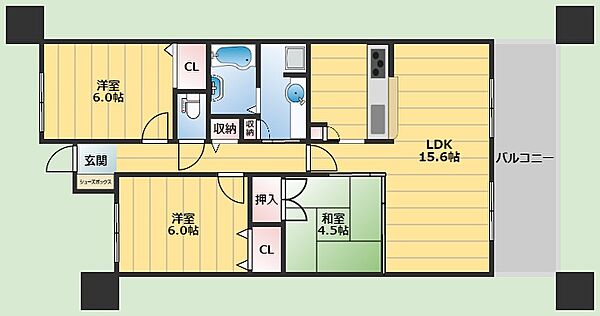 ライオンズマンションヴィアーレ東豊中 ｜大阪府豊中市東豊中町6丁目(賃貸マンション3LDK・5階・64.49㎡)の写真 その2