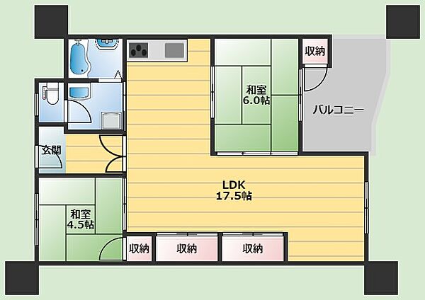 千里南町第一次住宅　A3棟 ｜大阪府豊中市新千里南町3丁目(賃貸マンション2LDK・10階・61.89㎡)の写真 その2