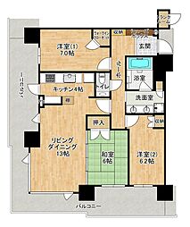 ウェリス上本町ローレルタワー 3LDKの間取図画像