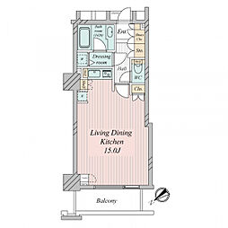 セントラルレジデンス新宿シティタワー ワンルームの間取図画像