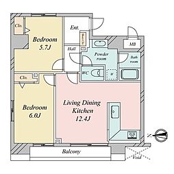 メインステージ蔵前2 2LDKの間取図画像