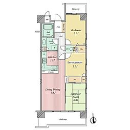 ローヤルシティ本所吾妻橋 2SLDKの間取図画像