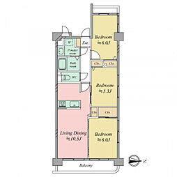 セザール本所吾妻橋 3LDKの間取図画像