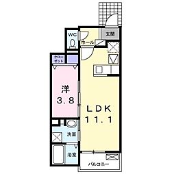 名古屋市営鶴舞線 植田駅 徒歩5分の賃貸アパート 1階1LDKの間取り