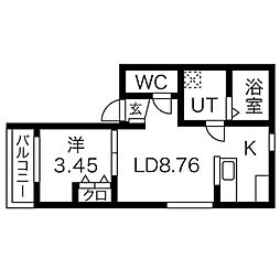 名古屋市営桜通線 相生山駅 徒歩8分の賃貸アパート 3階1LDKの間取り