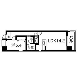 名古屋市営名港線 六番町駅 徒歩5分の賃貸マンション 4階1LDKの間取り