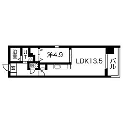 名古屋市営名港線 六番町駅 徒歩5分の賃貸マンション 9階1LDKの間取り