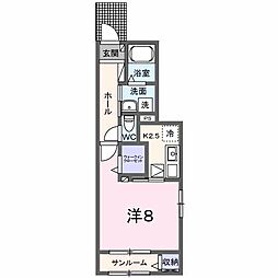 名鉄名古屋本線 有松駅 徒歩26分の賃貸アパート 1階1Kの間取り