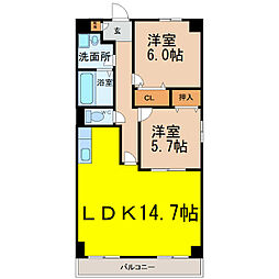 ドエル21 3階2LDKの間取り