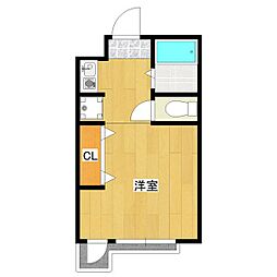 荒畑シティハウス 3階1Kの間取り