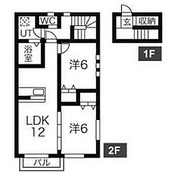 K・Village 1階2LDKの間取り