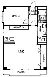 三鉦マンション 2階1LDKの間取り