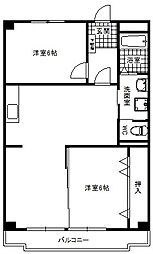三鉦マンション 3階2LDKの間取り