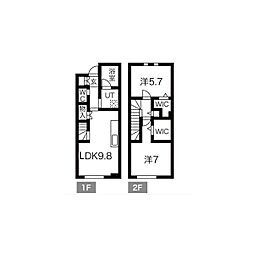 Calore （カローレ） 2階2LDKの間取り