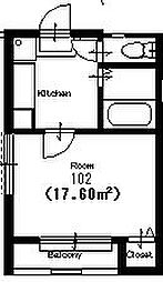 アソシア堀田 1SKの間取図画像
