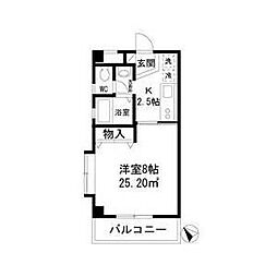 ホーメスト北原T.M. 1Kの間取図画像