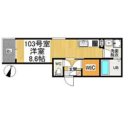 レガリスト金山 ワンルームの間取図画像