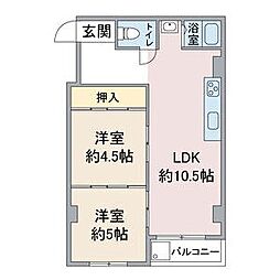 ユタカマンション 2LDKの間取図画像