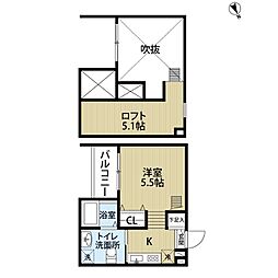 sofitel鶴里 1Kの間取図画像