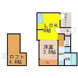 ハーモニーテラス植田西 1LDKの間取図画像