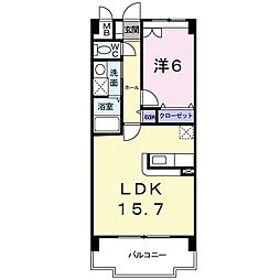 サングリアル 1LDKの間取図画像