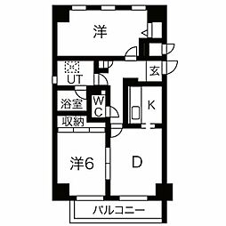 グレース堀田 2DKの間取図画像