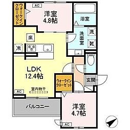 ルヴィータ川名 2LDKの間取図画像