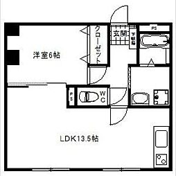 ワカバビル 1LDKの間取図画像