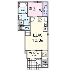 カルメル 1LDKの間取図画像
