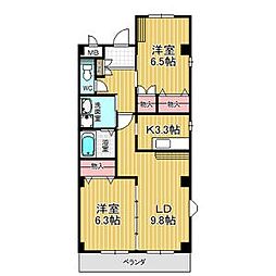 プランドール鎌倉台 2LDKの間取図画像