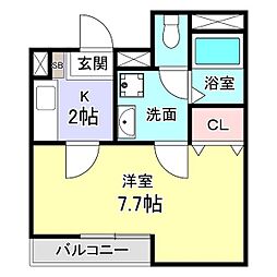 ベル・ドーム 1Kの間取図画像
